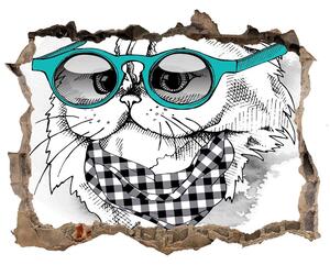 Díra 3D fototapeta nálepka Kočka v brýlích nd-k-121703839