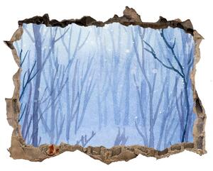 Díra 3D ve zdi nálepka Cihla les zima nd-k-122794428