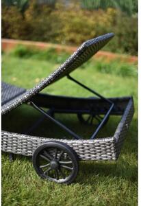 Dimenza zahradní ratanové lehátko STRASBOURGH s kolečky - šedobéžové