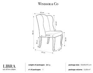 WINDSOR & CO Sada 2 ks Sametová židle Libra