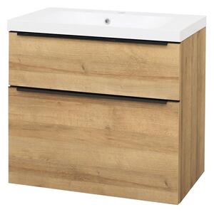 Mereo Mereo, Mailo, koupelnová skříňka s umyvadlem z litého mramoru 81 cm, bílá, dub, antracit, CN521MB