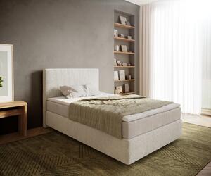 DELIFE Boxspring postel Dream-Well 120x200 cm bouclé krémová bílá s taštičkovou pružinovou matrací a visco topperem