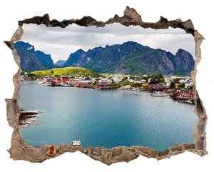 Díra 3D ve zdi nálepka Lofoty Norsko nd-k-151856257
