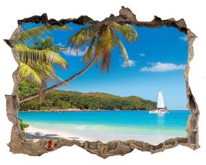Díra 3D ve zdi nálepka Tropická pláž nd-k-148078888