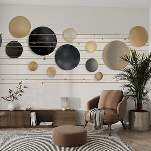 Fototapety Abstraktní moderní design s texturovanými kruhy v bílých, žlutých a šedých tónech, propojené, Fototapety moderní, w09060 : uwalls.cz