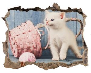 Díra 3D fototapeta nástěnná Bílá kočka nd-k-163933928