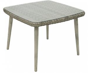 Zahradní ratanový stůl se sklem VICTORIA 100 x 100 cm (šedý)