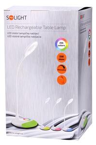 SOLIGHT LED stolní lampička dobíjecí 5W/4000K/300Lm bílá, RGB atmosférické podsvícení