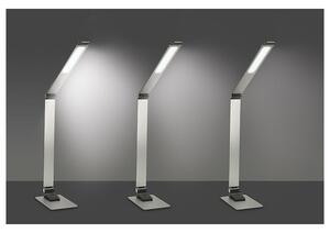 SOLIGHT LED stolní lampička stmívatelná 11W/3000K-6000K/550Lm, broušený hliník, USB port