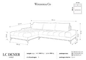 WINDSOR & CO Pětimístná rozkládací sametová pohovka s úložným prostorem Deneb levý roh 315 × 212 × 87 cm