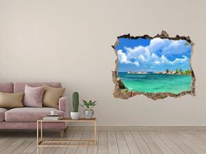 Díra 3D ve zdi nálepka Seychely pláž nd-k-37245256