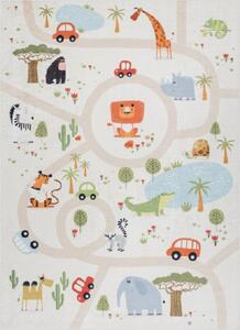 Dětský kusový koberec Bambino 1165 Zoo beige