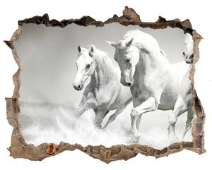 Díra 3D fototapeta na stěnu Bílí koně nd-k-44040199