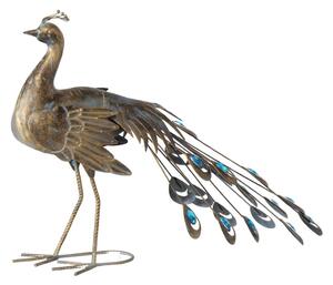 Zahradní kovová figurka Pavo, 47x64 cm, hnědá