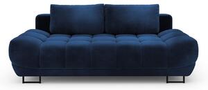 Modrá Trojmístná rozkládací sametová pohovka s úložným prostorem Cirrus 215 × 112 × 90 cm WINDSOR & CO