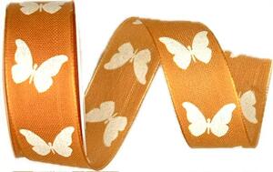 Stuha látková SWEET BUTTERFLY ORANGE oranžová 25mm x 2,5m(8,80 Kč/m)