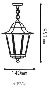 ACA Lighting Venkovní závěsná lucerna HI6175B max. 60W/E27/IP45, černá