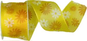 Stuha organzová SPRING FLOWER YELLOW žlutá 40mm x 2m (13,- Kč/m)
