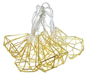 LED světelný řetěz Diamond, 1,6 m, zlatá