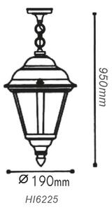 ACA Lighting Venkovní závěsná lucerna HI6225B max. 60W/E27/IP45, černá