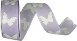 Stuha látková SWEET BUTTERFLY LAVENDER levandulová 25mm x 2,5 m (8,80 Kč/m)