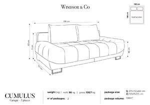 WINDSOR & CO Trojmístná rozkládací pohovka s úložným prostorem Cumulus 215 × 112 × 90 cm