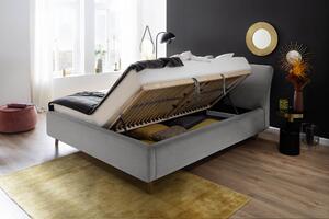 Čalouněná postel lemina s úložným prostorem 160 x 200 cm světle šedá