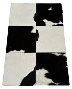 Kožený koberec, předložka Aros černobílá S