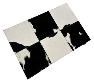 Kožený koberec, předložka Aros černobílá S