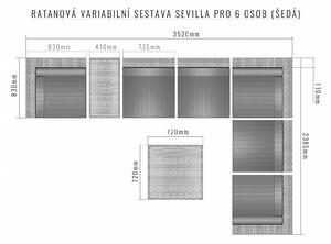 Ratanová variabilní sestava SEVILLA pro 6 osob (šedá)