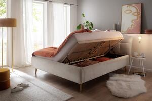 Čalouněná postel s prošívaným čelem lemina s úložným prostorem 180 x 200 cm béžová