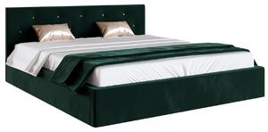 Čalouněná postel CRYSTAL zelená 120x200 s kovovým zdvižným roštem