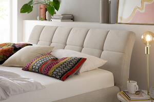 Čalouněná postel s prošívaným čelem lemina s úložným prostorem 160 x 200 cm béžová
