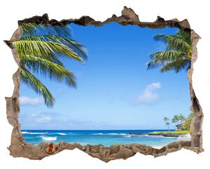 Díra 3D ve zdi nálepka Tropická pláž nd-k-53431750
