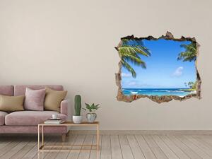 Díra 3D ve zdi nálepka Tropická pláž nd-k-53431750