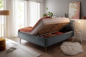 Čalouněná postel s prošívaným čelem lemina s úložným prostorem 160 x 200 cm modrá