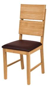 Masivní dubová olejovaná a voskovaná židle Karla hnědá koženka