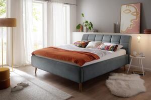 Čalouněná postel s prošívaným čelem lemina s úložným prostorem 180 x 200 cm modrá