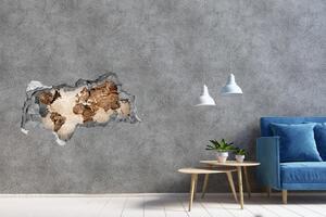 Samolepící díra na stěnu Mapa světa dřevo nd-k-54299109