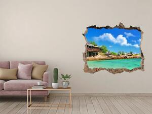 Díra 3D ve zdi na stěnu Seychely pláž nd-k-53907878