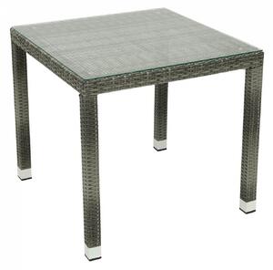 DEOKORK Zahradní ratanový stůl NAPOLI 80x80 cm (šedá)