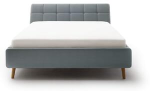 Čalouněná postel s prošívaným čelem lemina s úložným prostorem 160 x 200 cm modrá