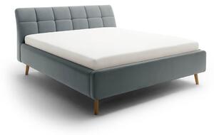 Čalouněná postel s prošívaným čelem lemina s úložným prostorem 180 x 200 cm modrá