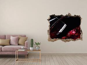 Nálepka 3D díra na zeď Červené víno nd-k-54930015