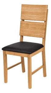 Masivní dubová olejovaná a voskovaná židle Karla černá koženka