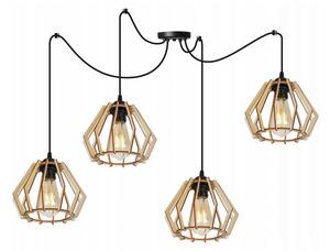 Light for home - Originální dřevěná lampa Spider ve stylu Boho SPIDER TIMBER 2360/4, 4x60W, E27, Černá