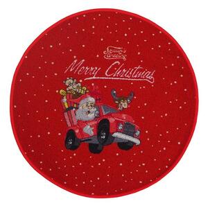 B.E.S. - Petrovice, s.r.o. Kulatý vánoční kobereček průměr 80cm - Merry Christmas auto se Santou a sobem