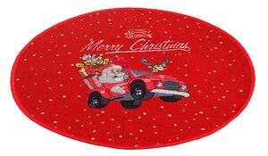 B.E.S. - Petrovice, s.r.o. Kulatý vánoční kobereček průměr 80cm - Merry Christmas auto se Santou a sobem