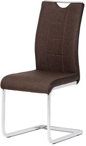 Jídelní židle chrom / hnědá látka + hnědá koženka DCL-410 BR2