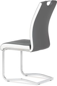 Jídelní židle chrom / koženka šedá s bílými boky DCL-406 GREY